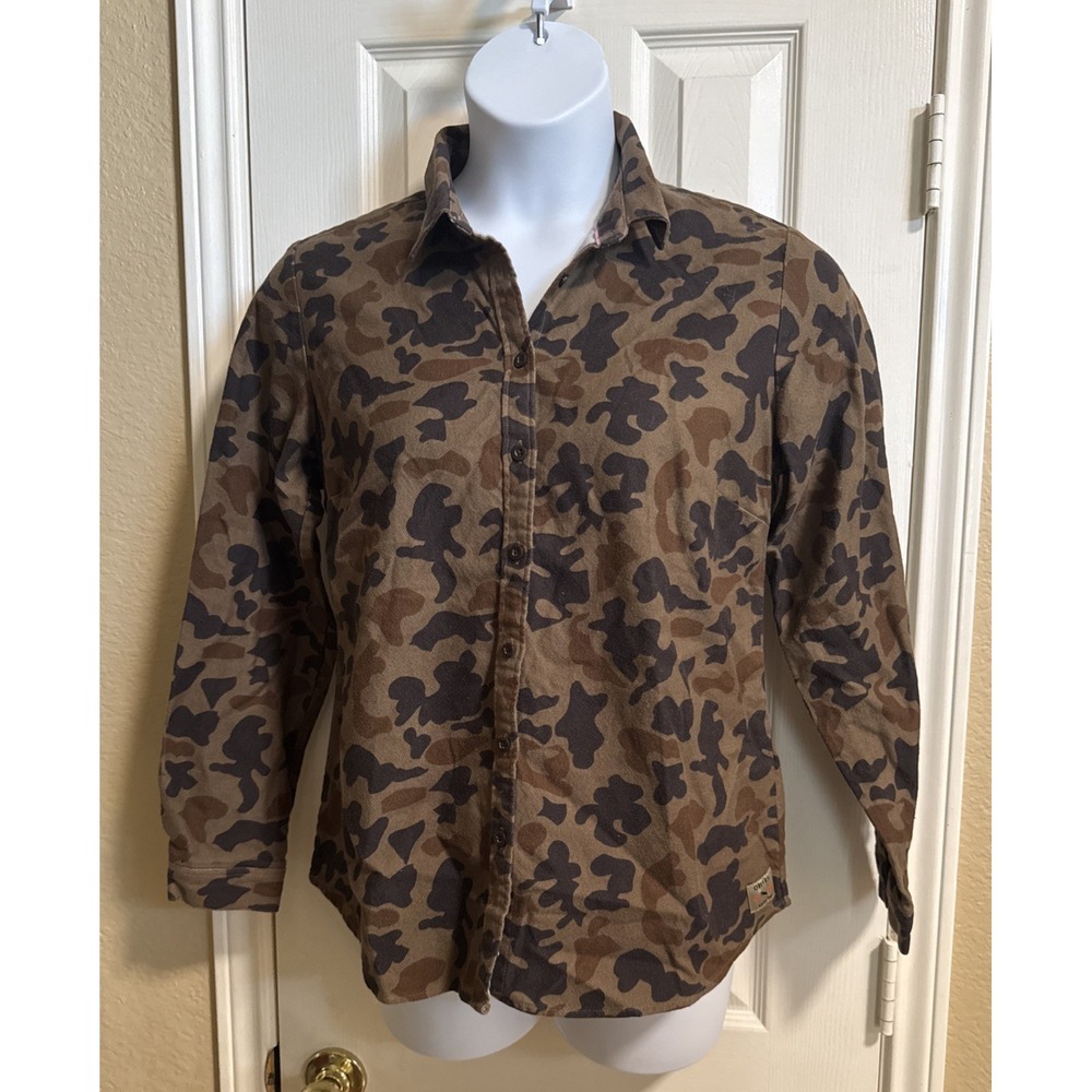 5/$30 Orvis Shirt Womens Size M Camo Button Up Classic Outdoor 100% Cotton